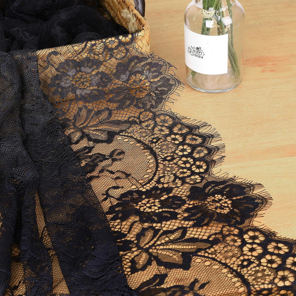 5 Pieces Black Lace Tablecloth 60x120 Inches Rectangle Boho Wedding Decor