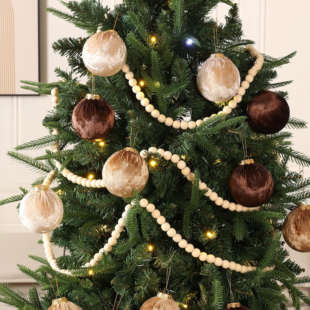 48ft extra long christmas wood bead garland for, side view