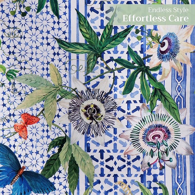 Maison d' Hermine Table runner 100% Cotton Double Layer Table Runners 72 inches long Decorative for Home Kitchen Dining Party Baby Shower Wedding Bridal Shower Spring Summer (Passiflora, 14.50" x 72")