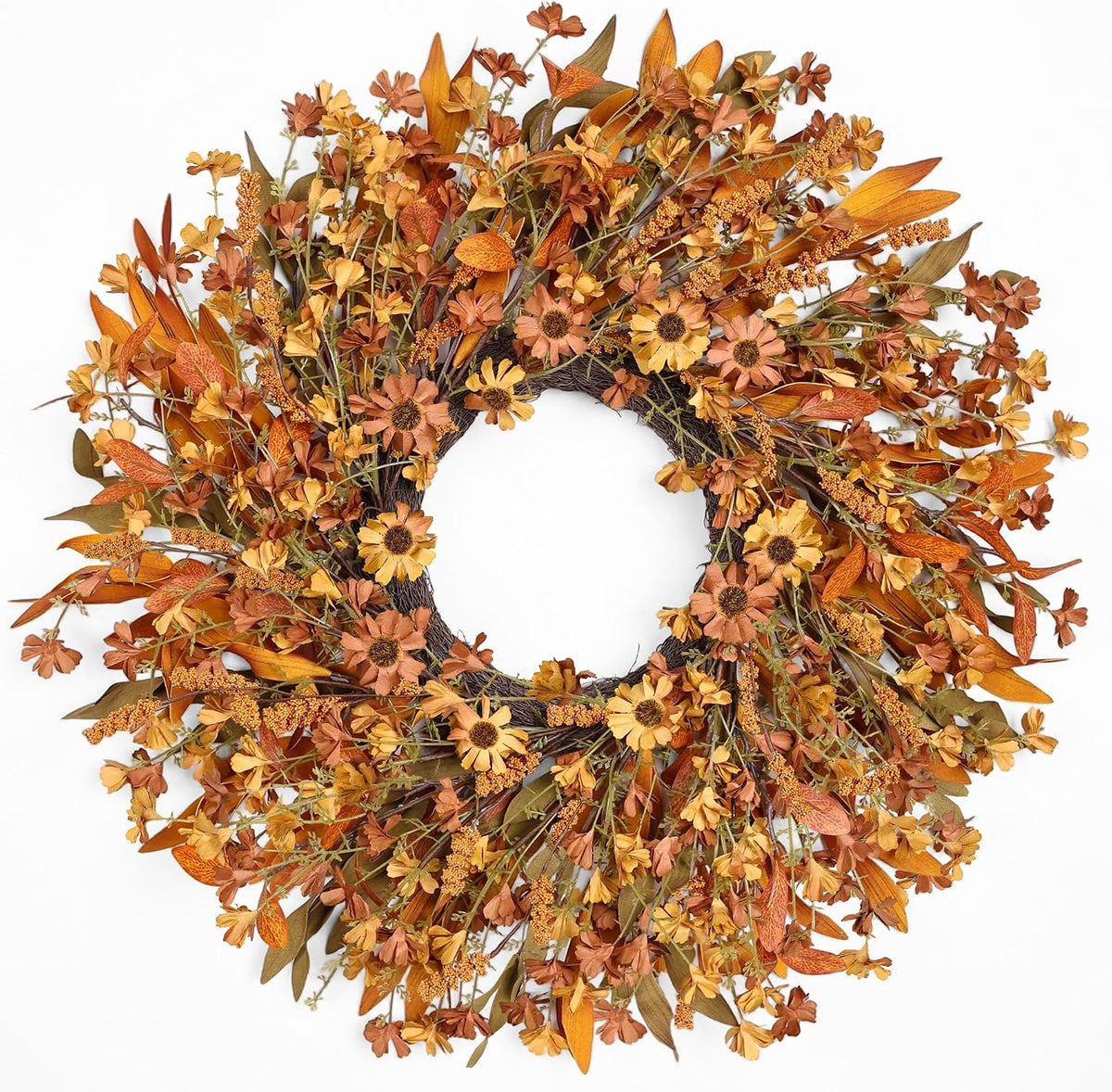 Ghrdopy 24 Inch Fall Wreath Front Door, Artificial Daisy Decor