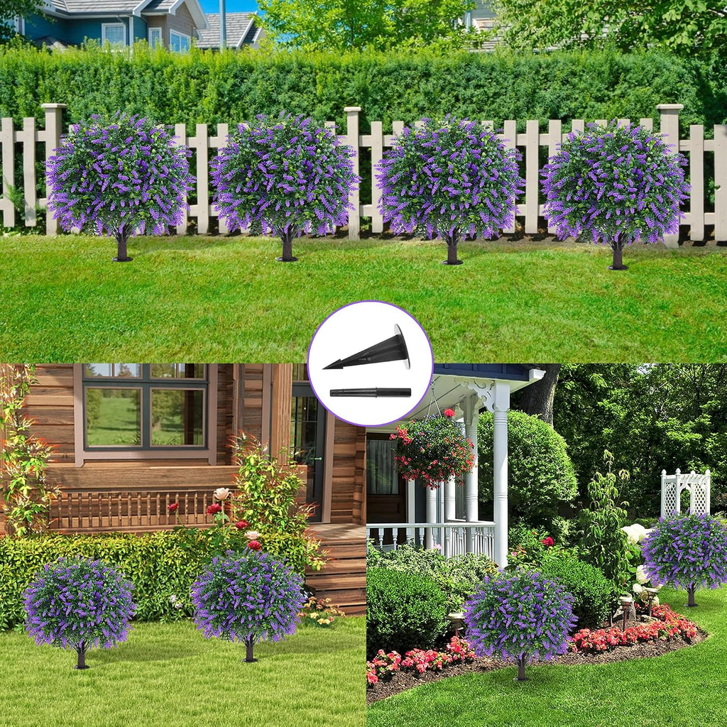 Grooy Artificial Set of 2 UV Resistant Boxwood Topiary Ball with Lavender