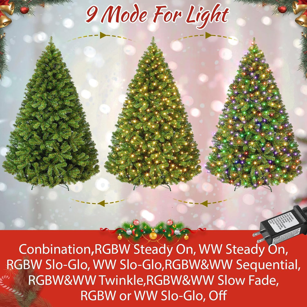 GAOMON 7.5ft Prelit Noble Fir Wide Artificial Christmas Tree w/RGBW Light