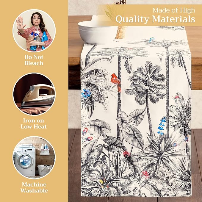 Maison d' Hermine Table Runner 100% Cotton Double Layer Table Runners 72 inches Long for Thanksgiving Christmas Decorations Home Kitchen Dining Party Wedding (Amazonia, 14.5" x 72")