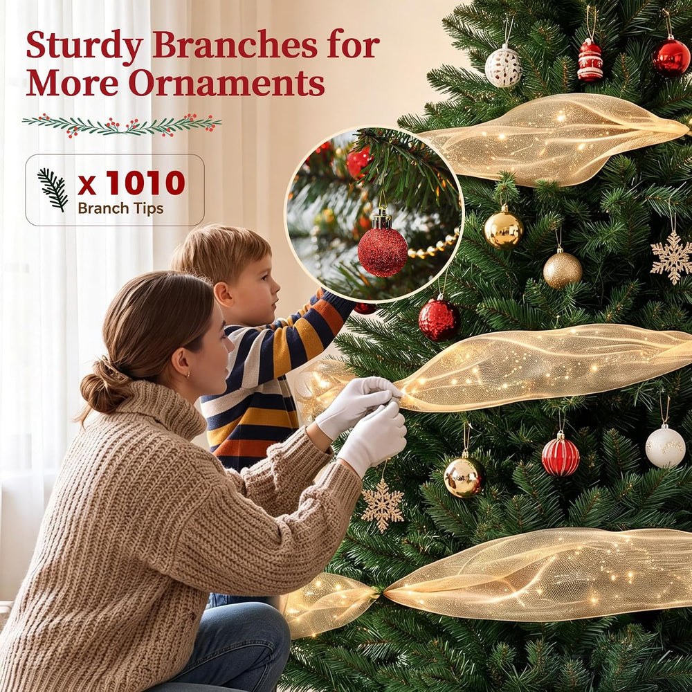 GTPLAYER 6 ft Artificial Christmas Tree, 1010 Branch Tips, Metal Base