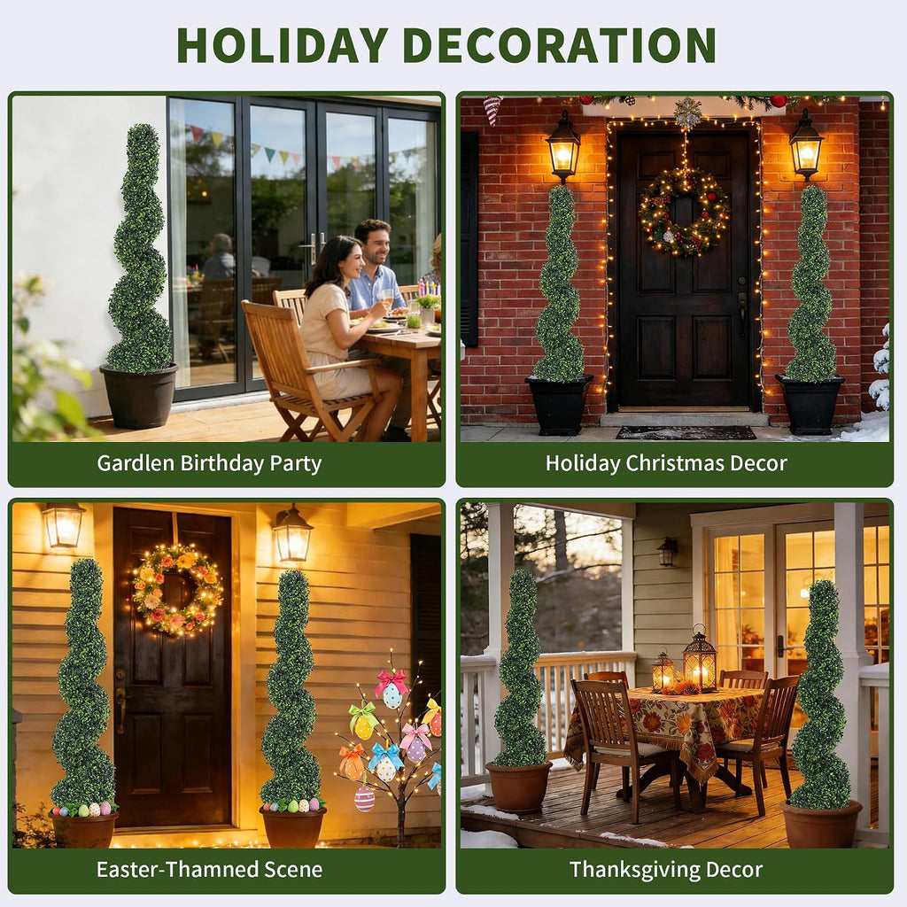 artificial spiral topiary trees set of 2, 4ft showing dimensions