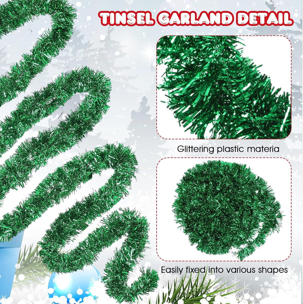 shappy 393.7 ft 6 rolls valentine‘s day tinsel, close-up detail