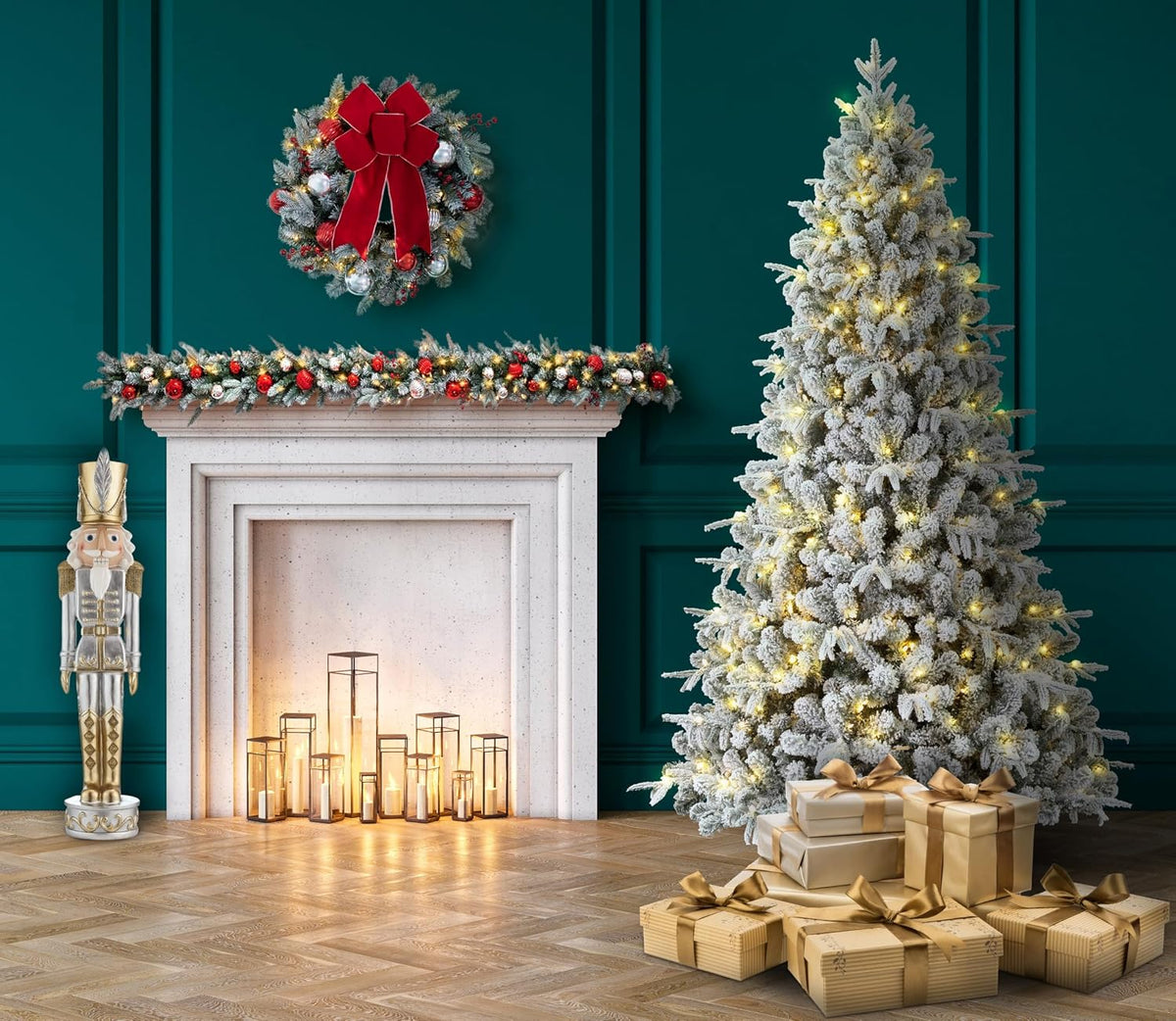 haute decor christmas nutcracker - gold and silver, side view