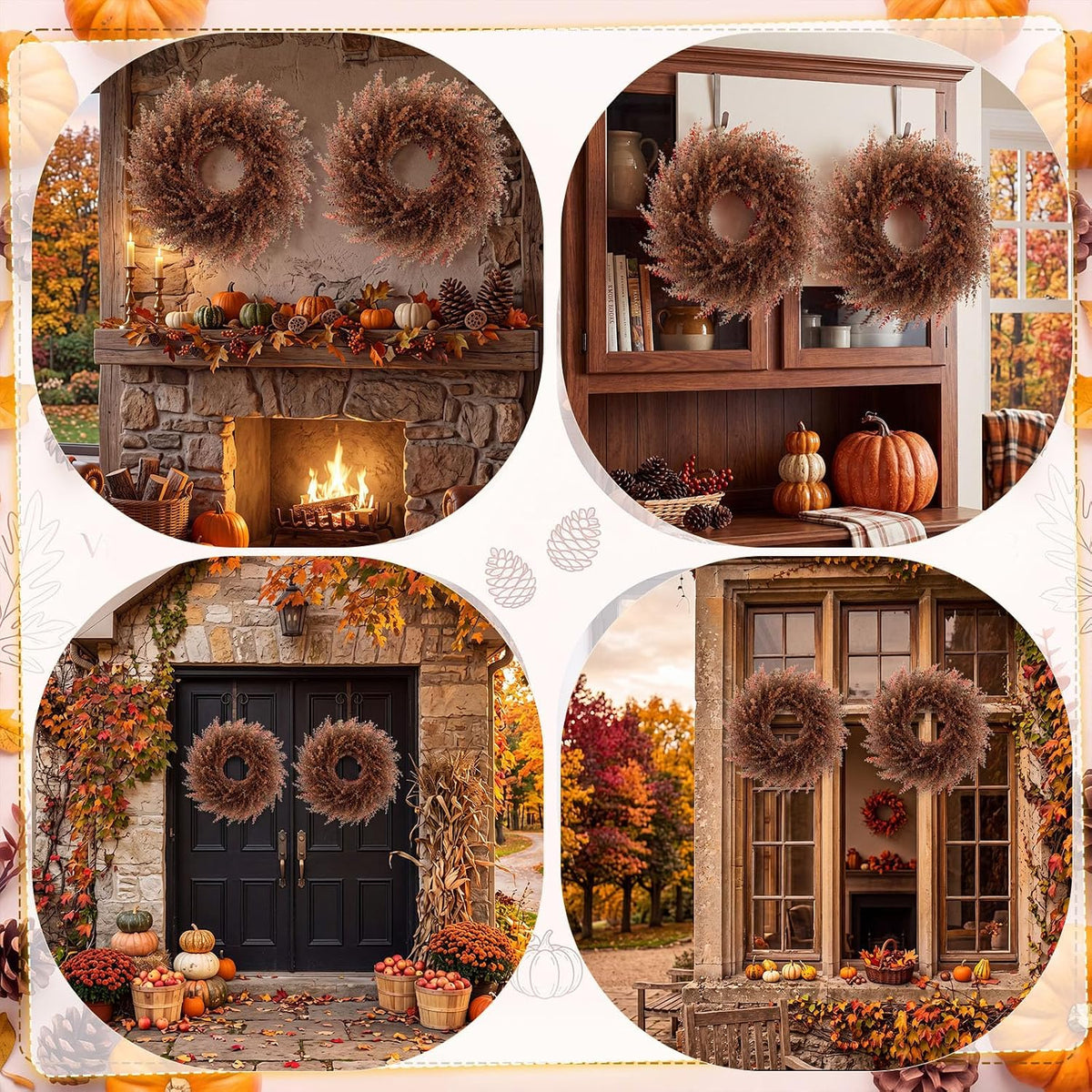 cindeer 2 pack 20" fall boxwoods wreaths for, package contents