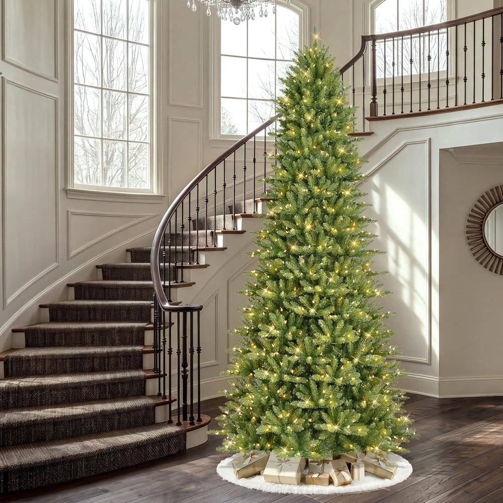 Puleo International 9ft Pre-Lit Slim Fraser Fir Artificial Christmas Tree
