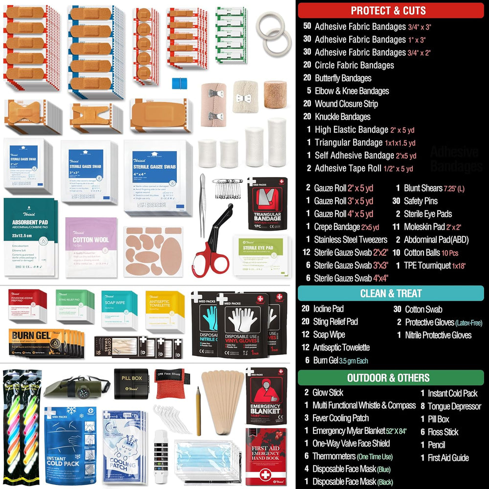 430 Piece First Aid Kit, Well-Organized Water-Resist Reflective Portable