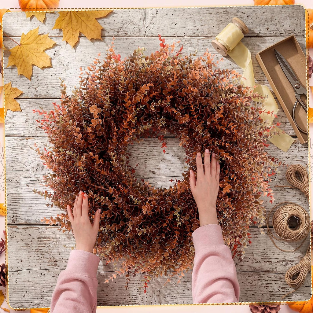 cindeer 2 pack 20" fall boxwoods wreaths for showing dimensions