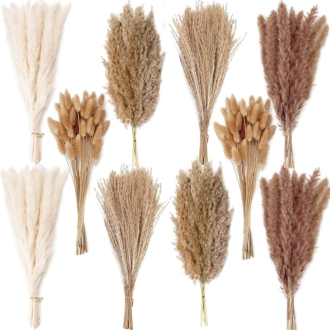 220 PCS Dried Flower Bouquet – Pampas Grass, Floral Decor for Home, Wedding, and Boho Style | Perfect for Vases, Fall, Spring, Summer, and Winter Arrangements