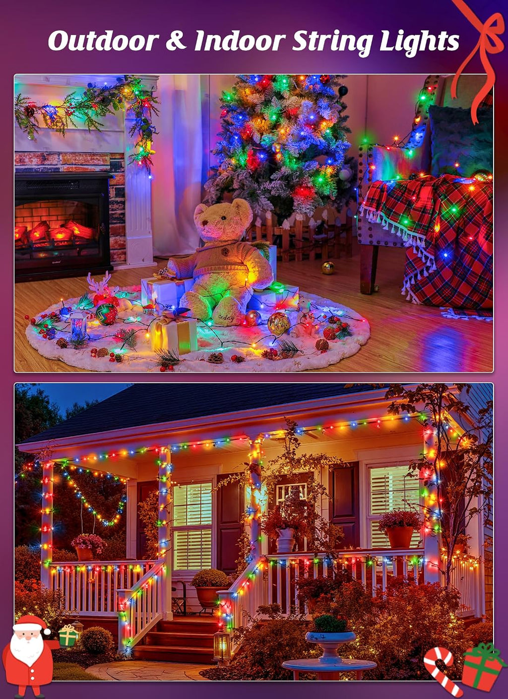 brightown 4 pack solar christmas string lights outdoor, package contents