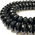 ABCGEMS XL Rio-Grande Black Onyx Beads Brazil Faceted Rondelle 15-16mm