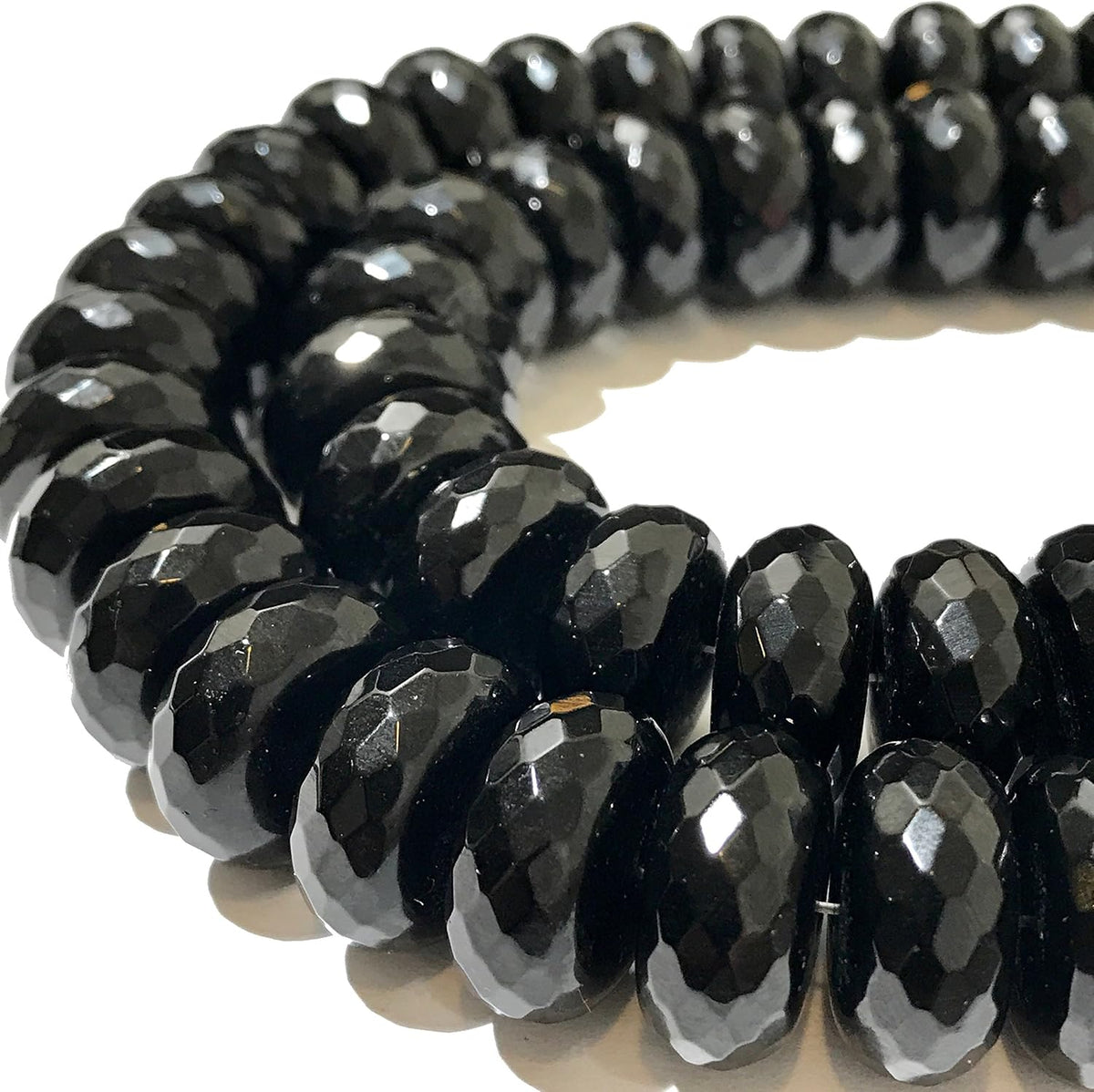 ABCGEMS XL Rio-Grande Black Onyx Beads Brazil Faceted Rondelle 15-16mm