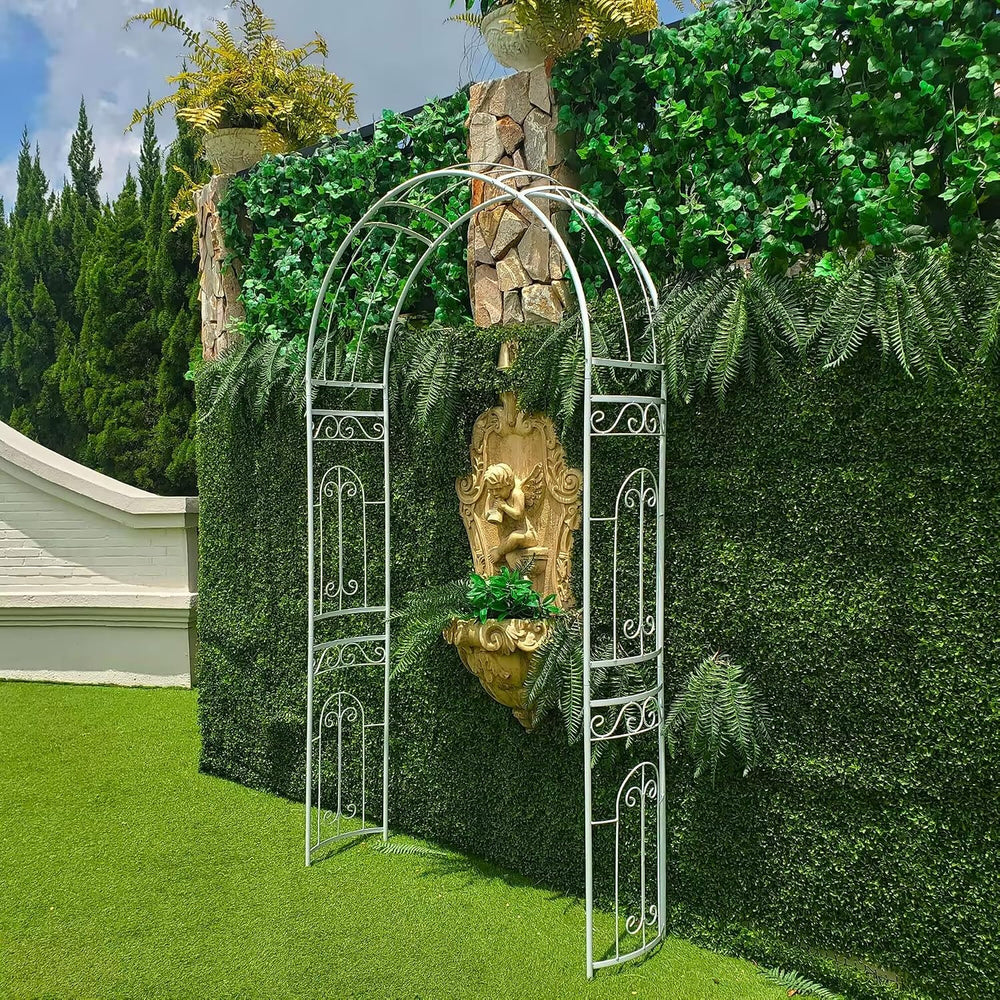 SCENDOR Heavy-Duty Metal Garden Arch with Lattice Panels for Rose & Wedding