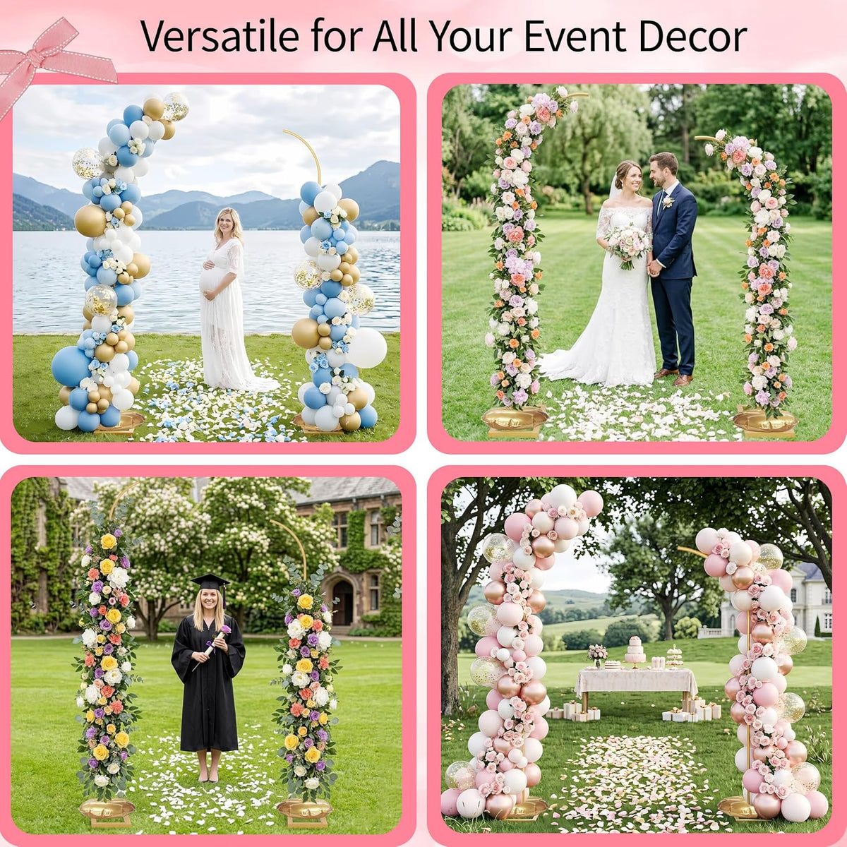Half Balloon Arch Stand Set of 2, 7.5FT & 6.2FT Balloon Arch Kit