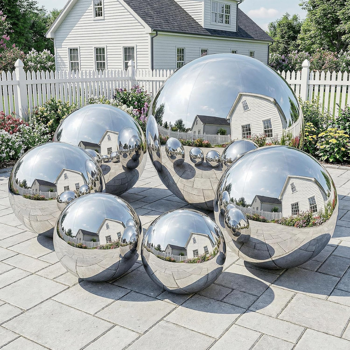 Silver 6PCS Inflatable Mirror Ball,Reusable PVC Mirror Balls Large Event Decoration Hanging&Standing Balloon with Electric Pump for Event,Wedding,Party Decor(Silver, 6Pcs+Pump)