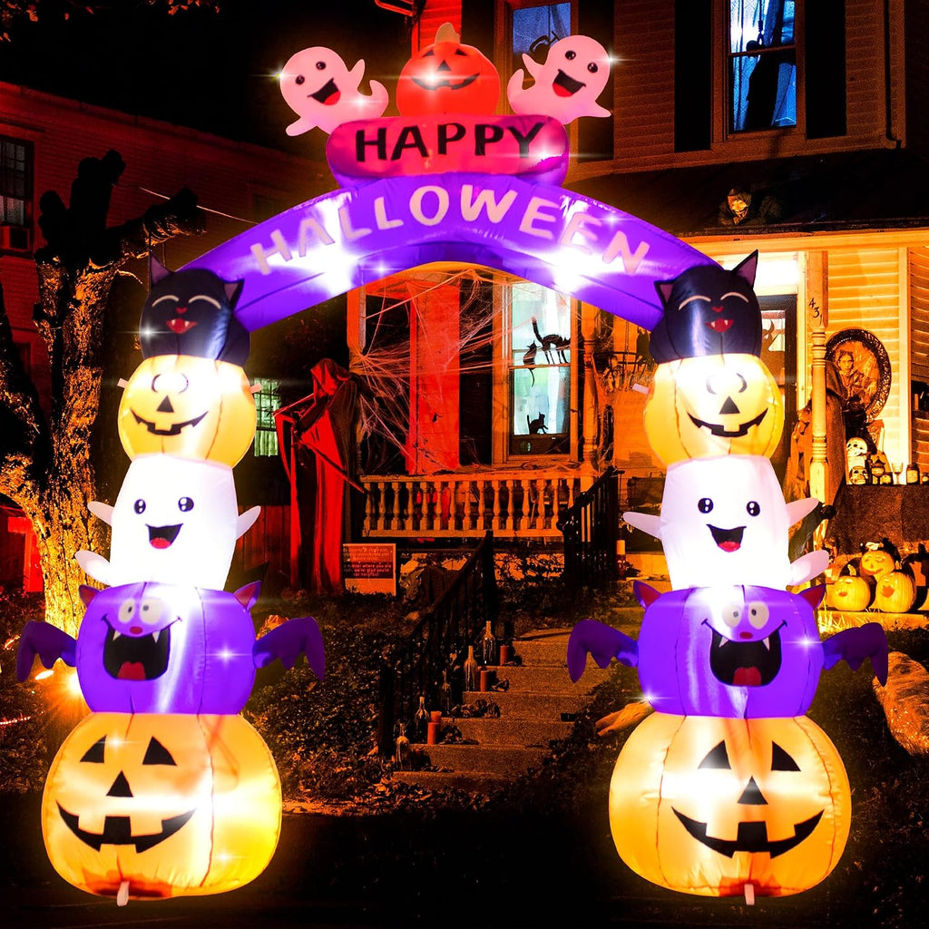 8FT Halloween Stacked Pumpkin Arch Inflatable Decoration