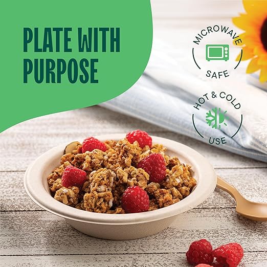 100% Compostable Paper Bowls 16 oz. [1000 Count] Heavy-Duty Soup Bowls - Natural Brown Color Unbleached Bagasse Bowls - Eco-Friendly Disposable Biodegradable Sugarcane - [Bulk Case 8/125 Pack]