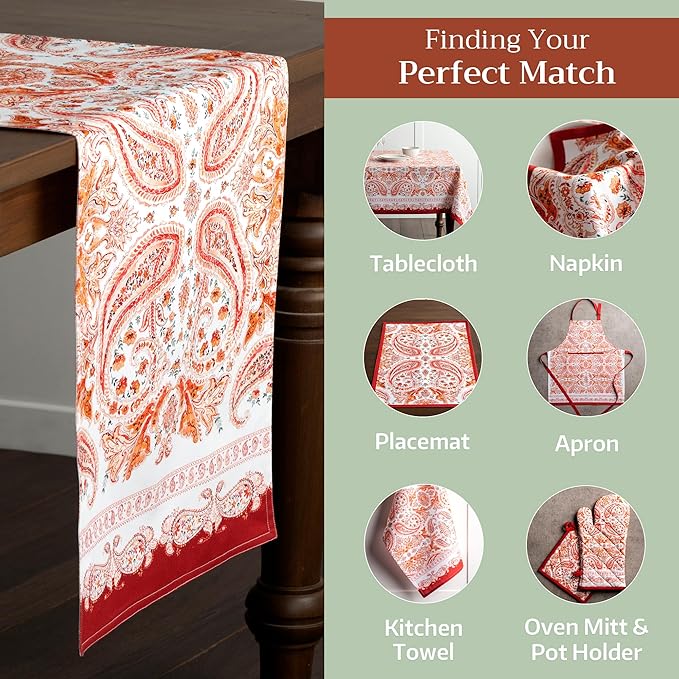 Maison d' Hermine Table Runner 100% Cotton Single Layer Table Runners 108 inches Long for Thanksgiving Christmas Decorations Home Kitchen Dining Party Wedding (Orient, 14.5" x 108")