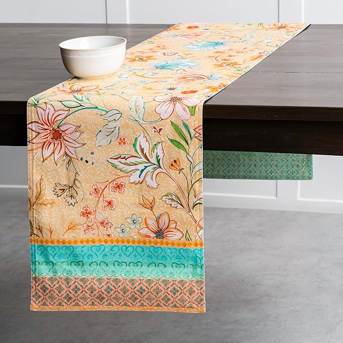 Maison d' Hermine Table Runner 100% Cotton Double Layer Table Runners 108 inches Long Decorative for Home Kitchen Dining Party Wedding Bridal Shower Spring Summer (Luxury Loft – Peach, 14.50" x 108")