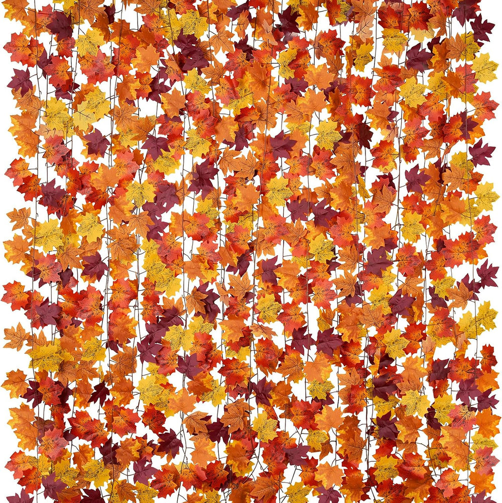 12 Pack Fall Garland, Total 95Ft Artificial Autumn Maple Leaves Garland Hangi...