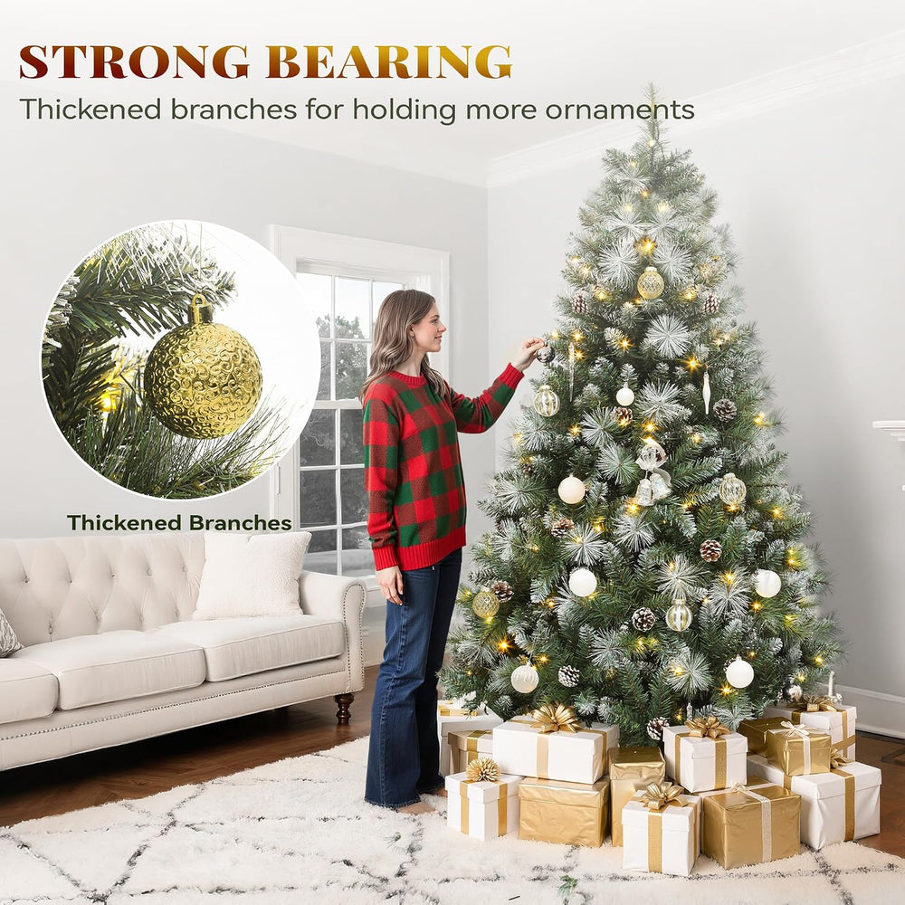 YITAHOME 7.5ft Prelit Christmas Tree w/Pine Cones & Pine Needles & Re...