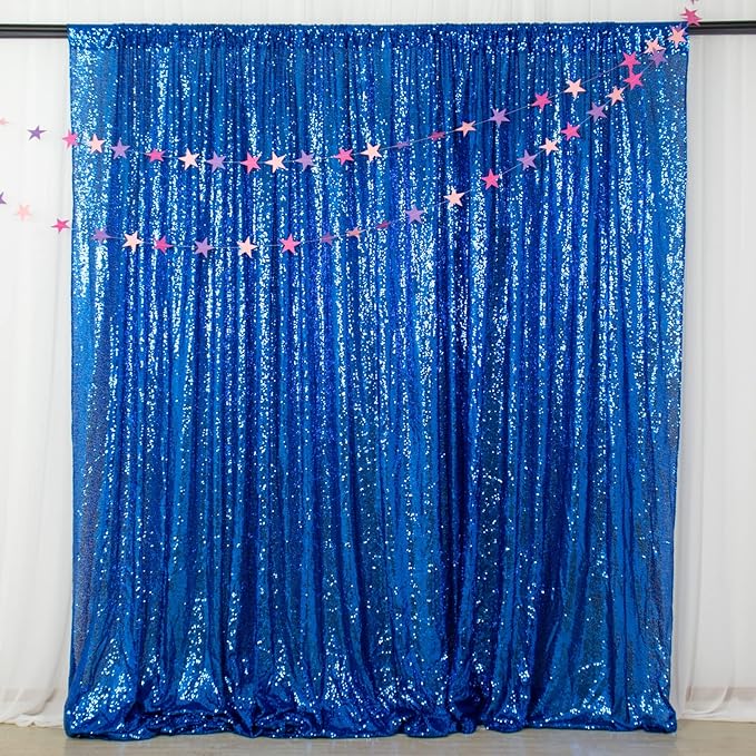 ShinyBeauty Sequin Backdrop Royal Blue 10x10FT Backdrop for Photography Blue Wedding Backdrop 10FT Baby Birthday Photo Booth Backdrop Glitter Backdrop for Party Fabric Backdrop