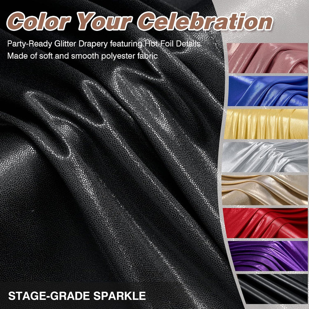 10x12FT Black Sequin Curtains Backdrop, Wrinkle Free Fabric for Halloween
