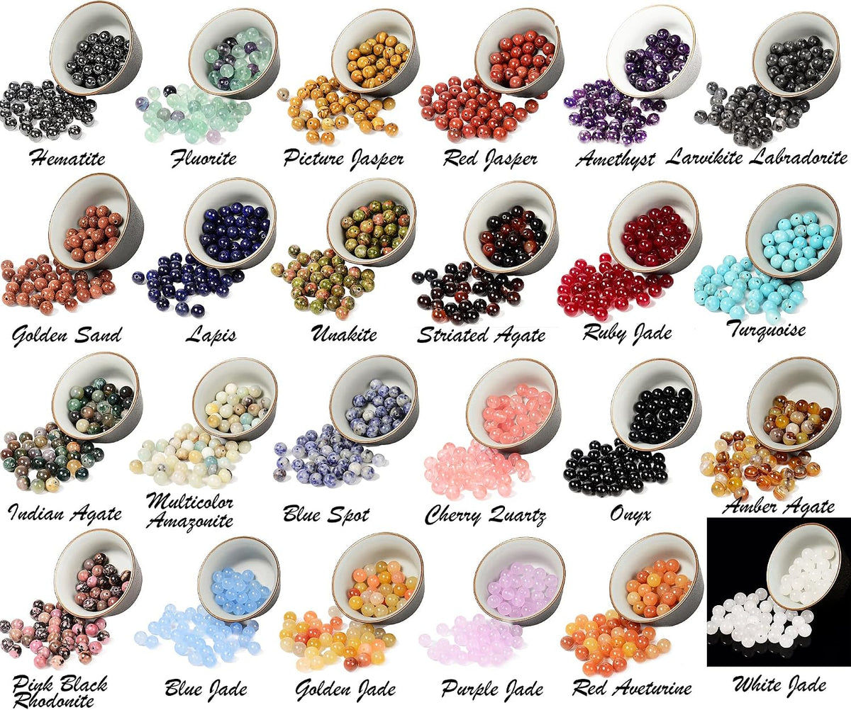8mm natural mixed materials gemstones beads tiny spacer shown in use