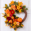 Suncalla Fall Wreath for Front Door 20" Autumn Pumpkin Maple Leaves