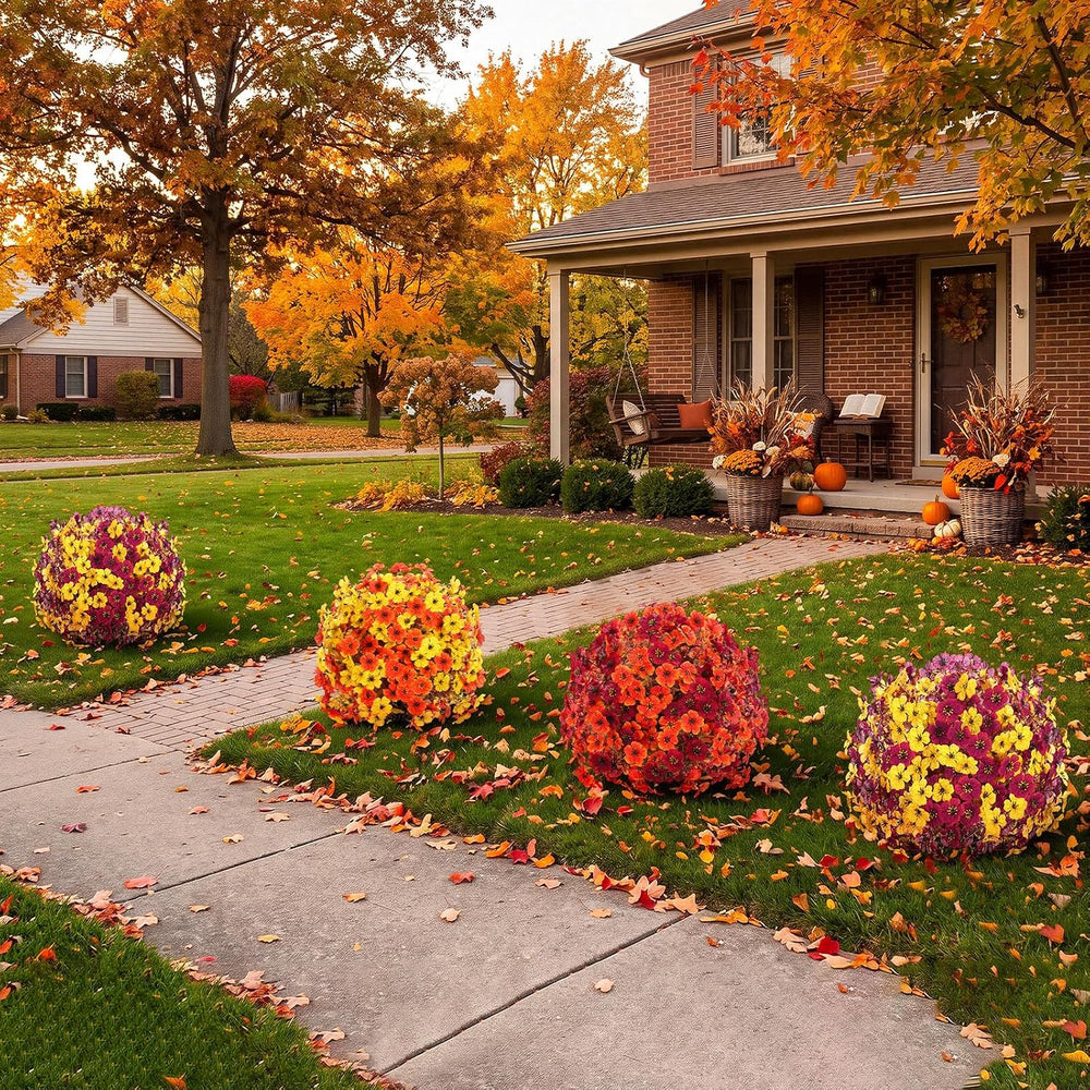 6 Pack 20" Fall Artificial Topiary Ball Trees