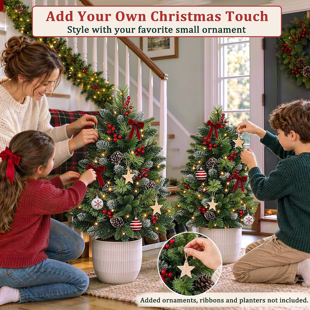 2 Pack 26" Lighted Christmas Urn Fillers, Outdoor Christmas Planter Filler