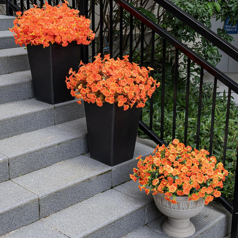 Artificial Fall Flowers for Outdoor 16 Bundles Morning Glory, Autumn Orange