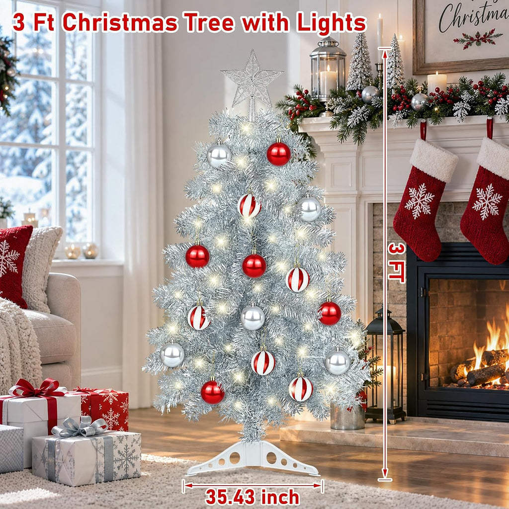 [timer & 8 modes] 3ft silver small christmas shown in use