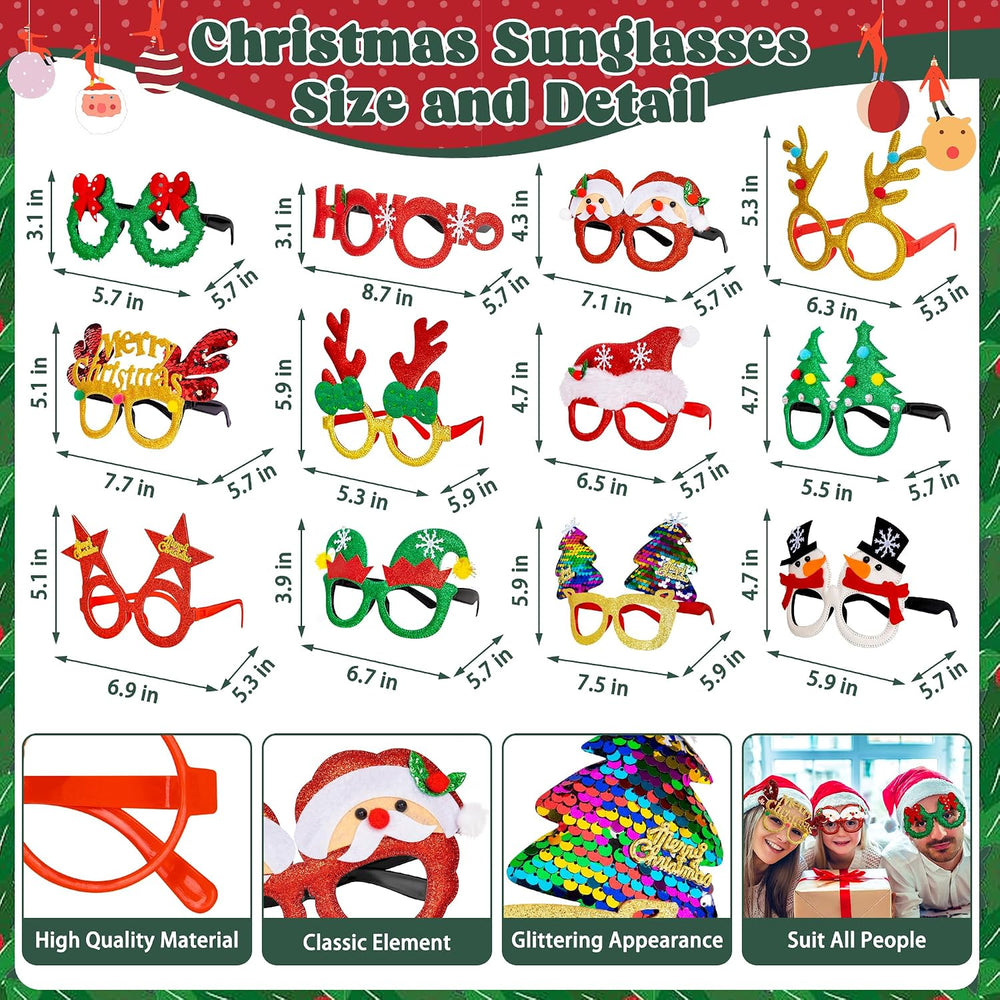 48 Pcs Christmas Glasses Frame and Headbands Set, Cute Christmas Head Boppers...