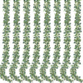 Sggvecsy 8 Pack Artificial Eucalyptus Garland Eucalyptus Leaves Vines Greenery Garland Faux Silver Dollar Eucalyptus Leaves for Table Party Wedding Indoor Outdoor Home Mantle Wall Decor