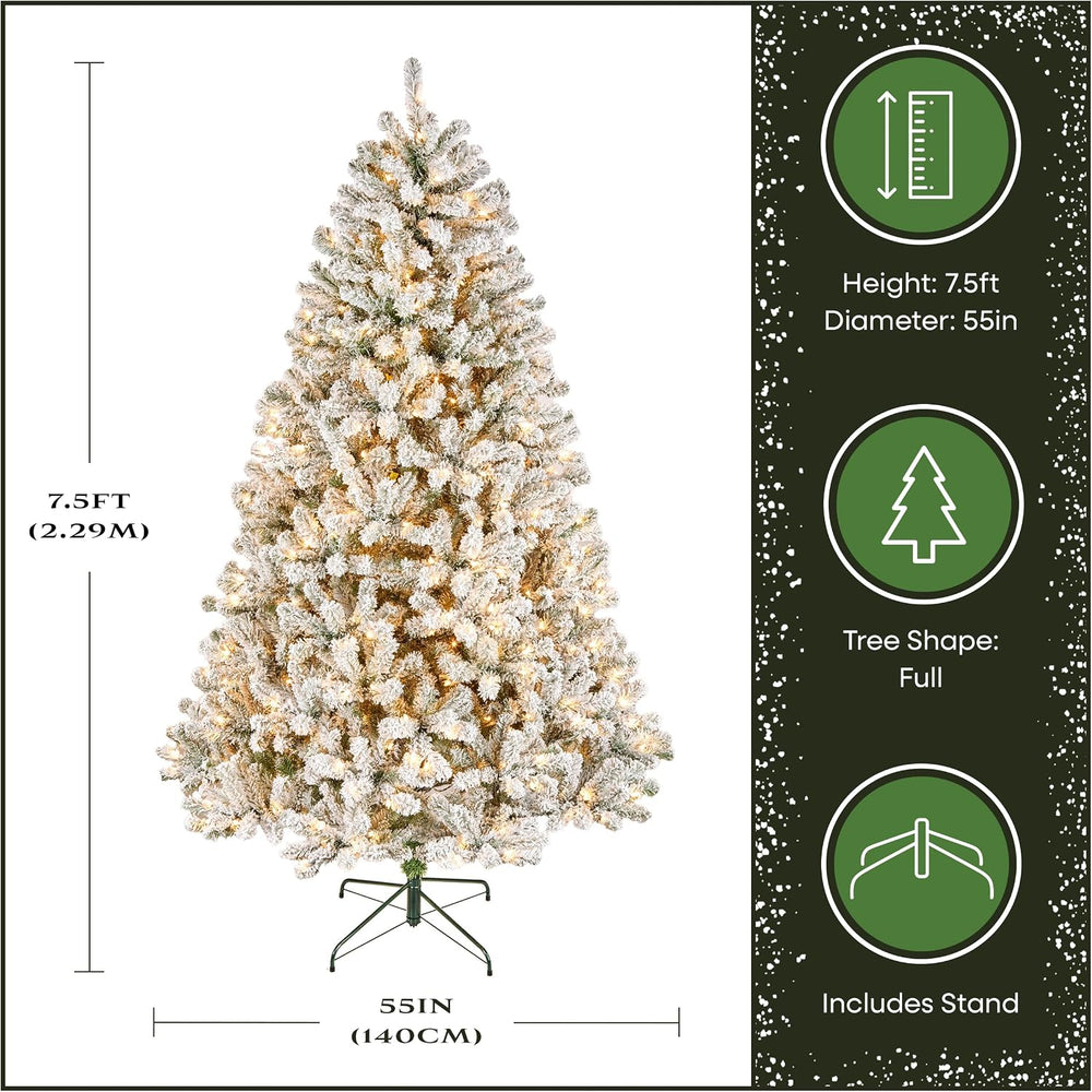 National Tree Company 7.5ft Pre-Lit Flocked Acacia Christmas Tree