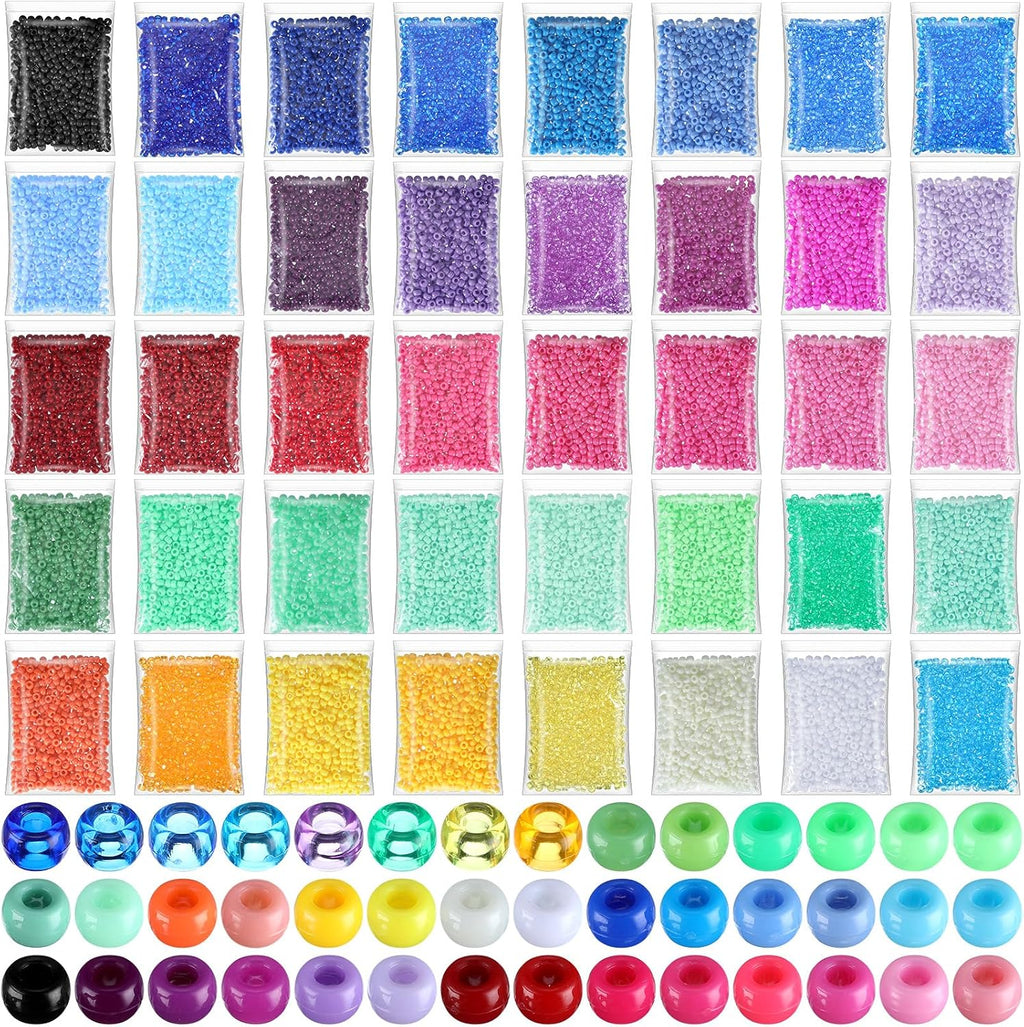 Huquary 21000 Pcs Pony Beads Bulk,Kandi Beads, 40 Colors, Round