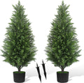 Chillchard 2Pack 3FT Artificial Cedar Tree, UV Resistant Fake Pine Tree