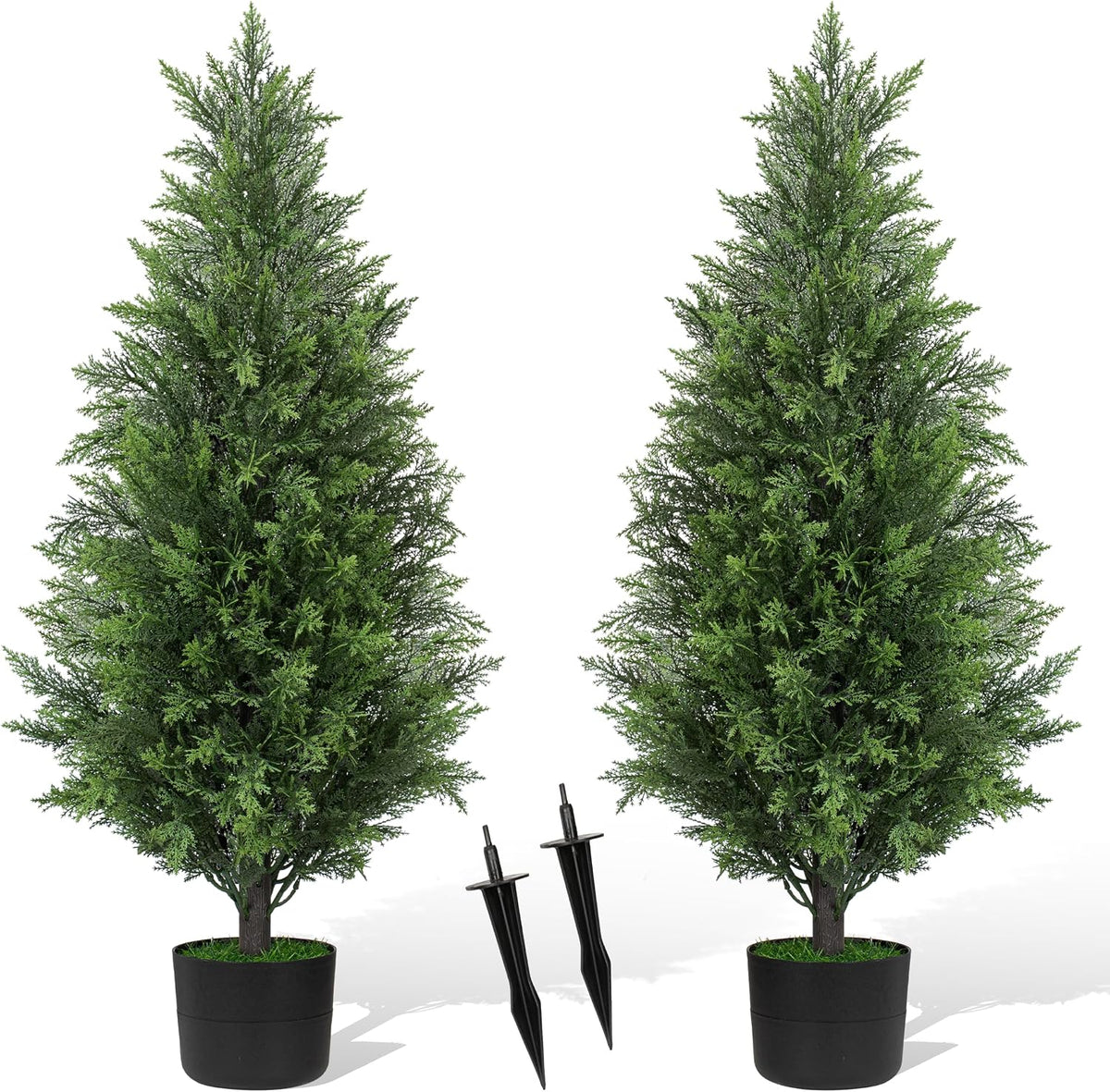Chillchard 2Pack 3FT Artificial Cedar Tree, UV Resistant Fake Pine Tree