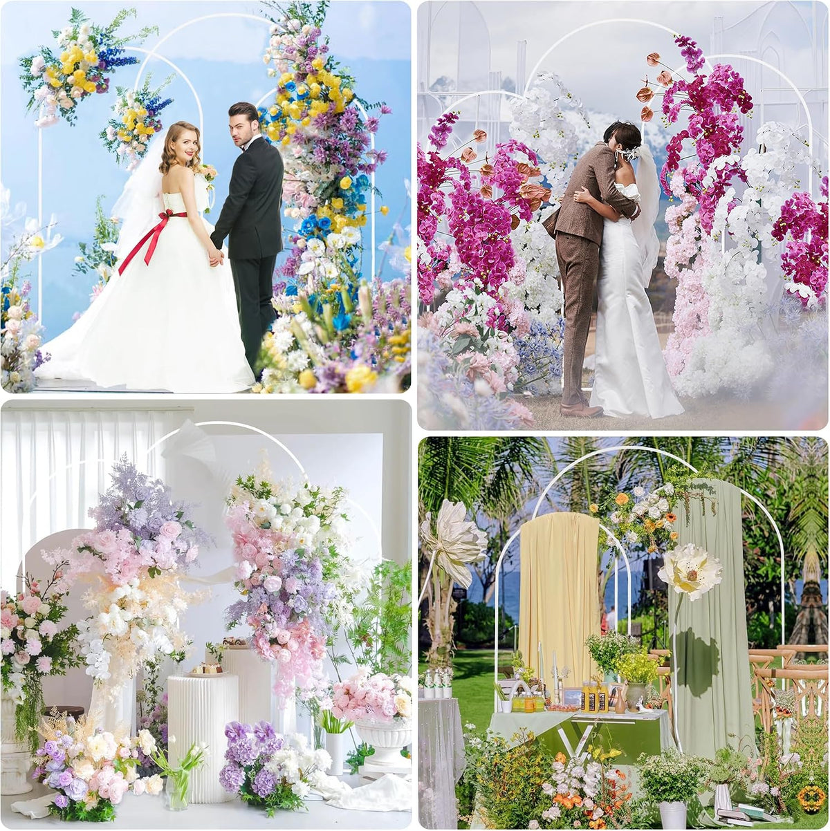 wokceer wedding arch backdrop stand 7.2ft,6.6ft,6ft white metal on a desk or shelf
