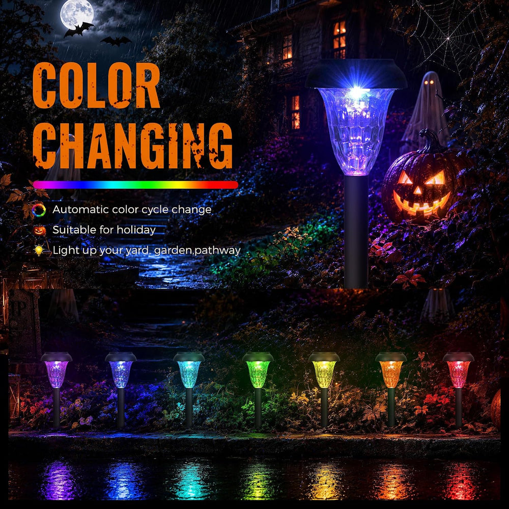 TISEJOY Solar Lights Outdoor Waterproof for Pathway, 12 Pack Color Changing