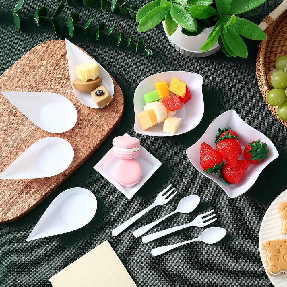 800 Pcs Mini Appetizer Plates Disposable, Classic Style, White
