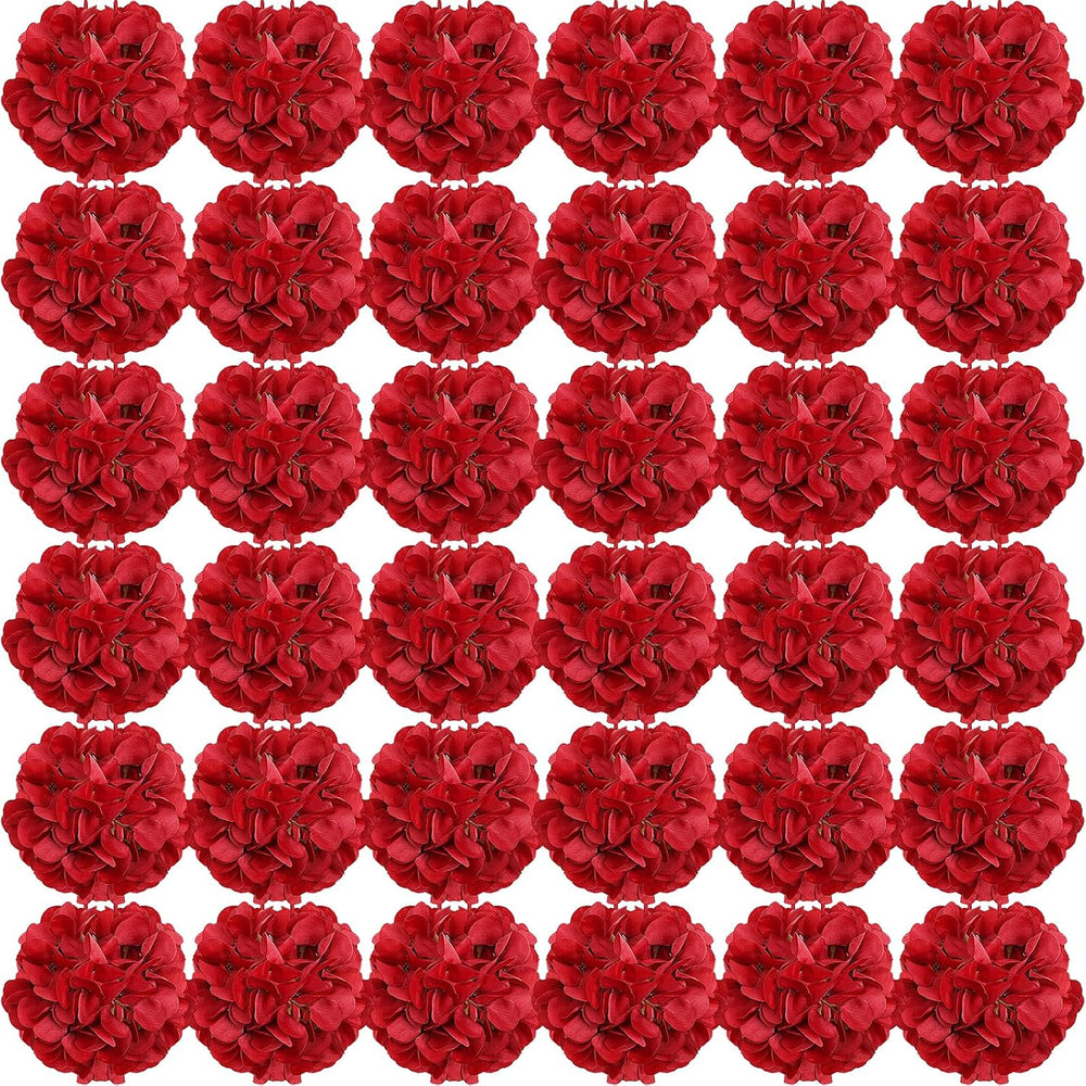 Red Hydrangea Artificial Flowers Bulk with Stems 64 Pcs