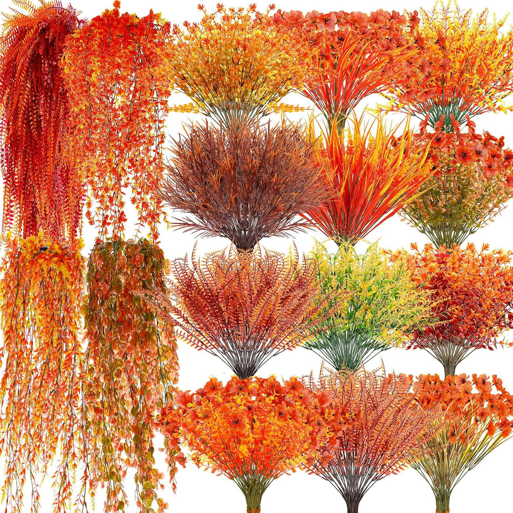 32 Bundles Artificial Fall Flowers for Outdoor Decorations