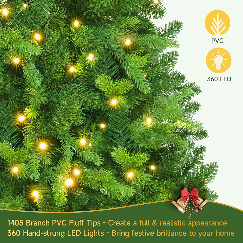 7.5FT Rotating Pre-Lit Artificial Full Christmas Tree with Remote
