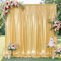 10x10FT Gold Sequin Backdrop - 2 Panels 5x10FT Wrinkle-Free Glitter Drapes for Weddings, Parties & Events
