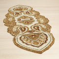 Lightnpro Beaded Christmas Table Runner, Fancy Handmade Decorative Embroidery Gold Runner for Christmas Xmas New Year Family Party Decoration - 13x36 Paisley Design